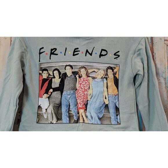 FRIENDS Girls XS 6/6X Sage Green Sweatshirt Graphic Printed Hooded Long Sleeve - Picture 3 of 7